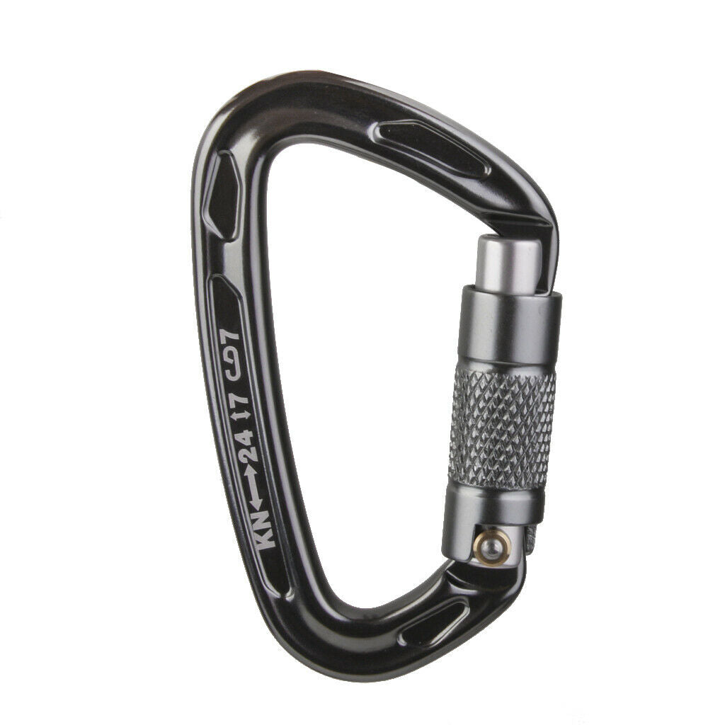 Outdoor Climbing Aluminum 24KN Rope Grab + 24KN Auto Locking Carabiner Hook