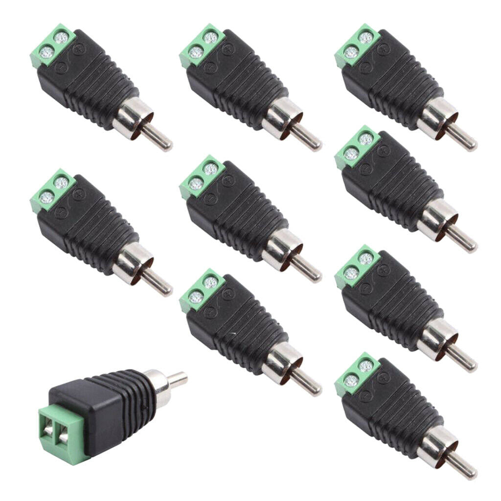 10 Pieces Speaker Wire Cable to Audio Male RCA Connector Adapter   Plug