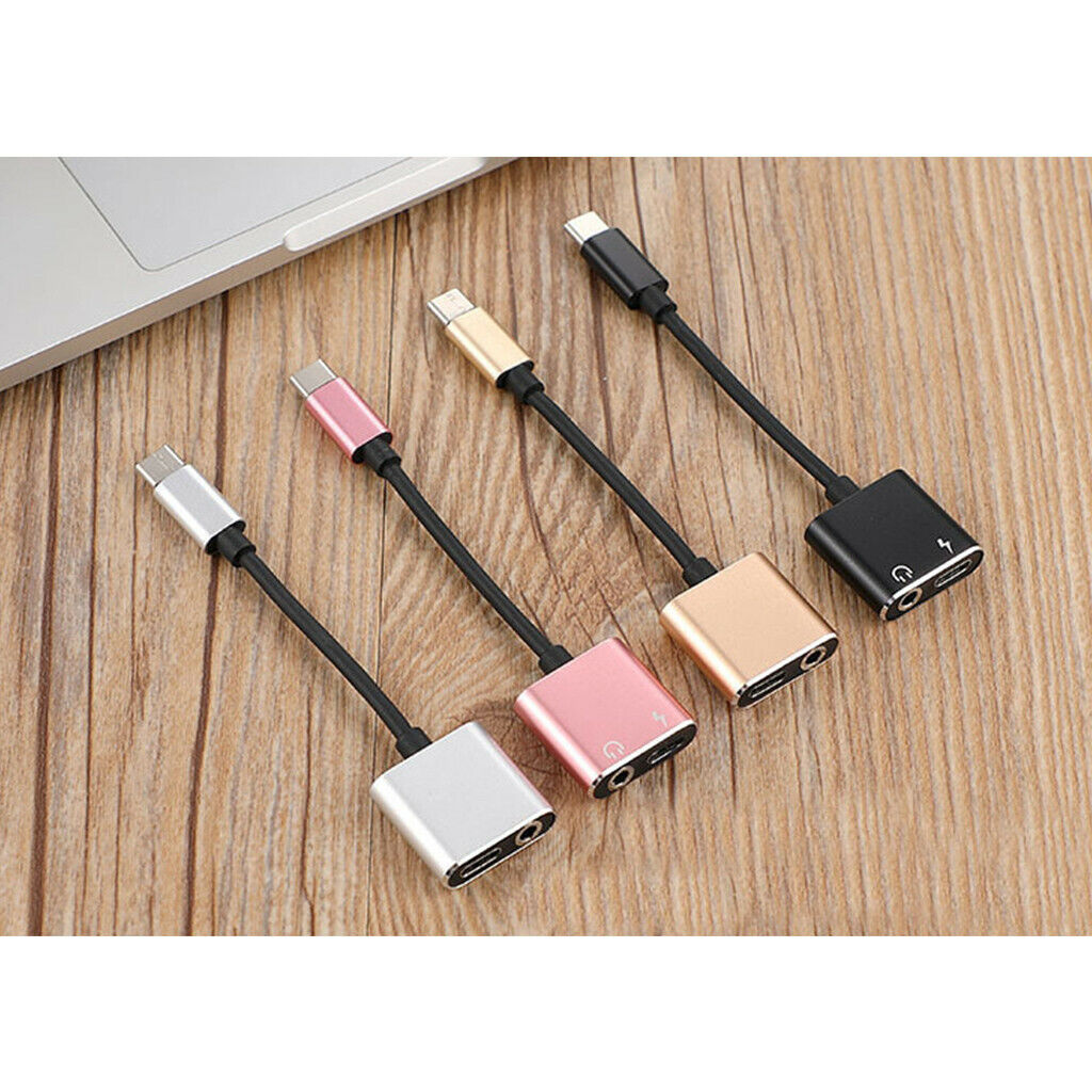 USB Type C Male to 3.5mm Female Audio Headphone   Charging Adapter