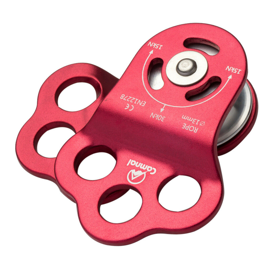 30KN Fixed Side Single Climbing Pulley Arborist Equipment for 13mm Rope red