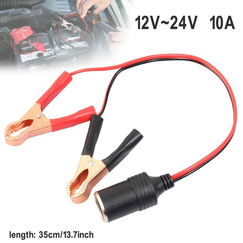 12V Battery Terminal Clip-on Vehicle Car Cigarette Lighter Socket Female Adapter