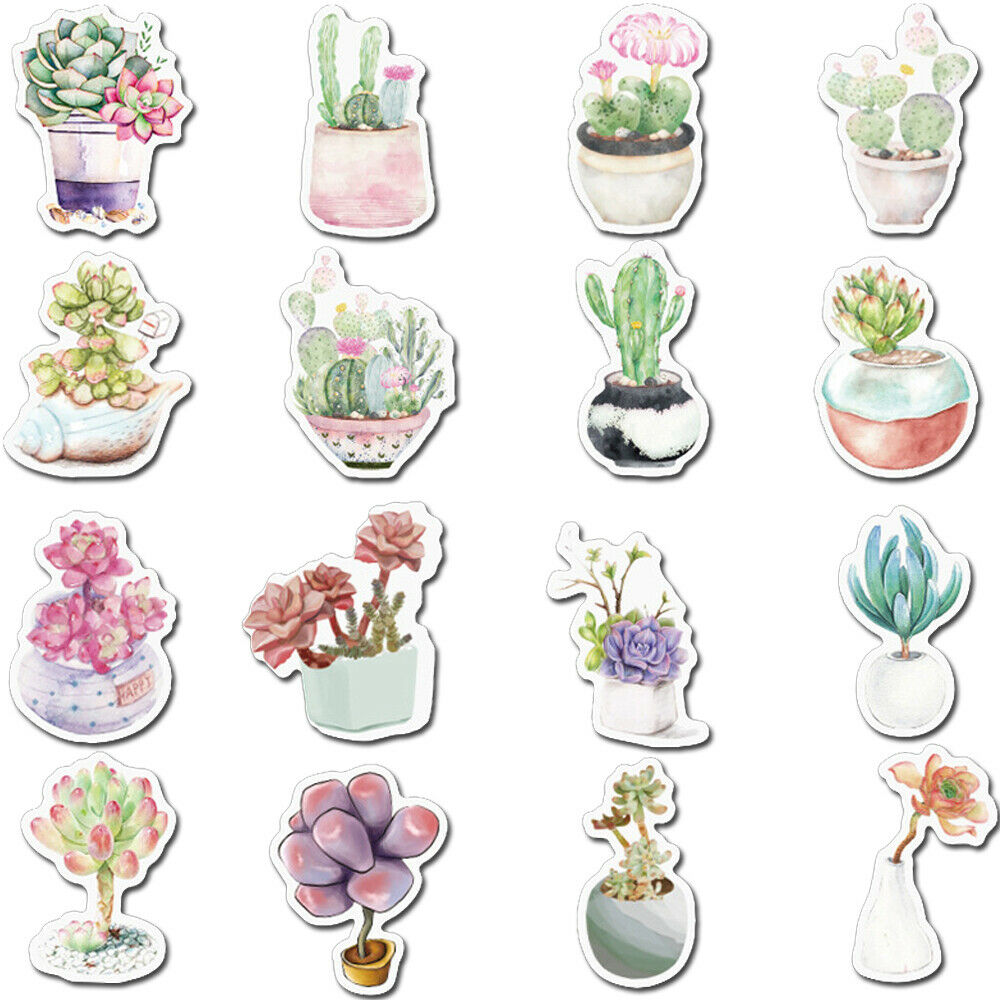 50pcs/pack DIY Pad Stickers Memo Stationery Succulent Bonsai Stickers Scrapbook