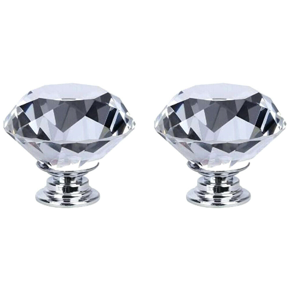 Crystal Diamond Glass Door Knobs Cupboard Drawer Furniture Handle Cabinet HN US