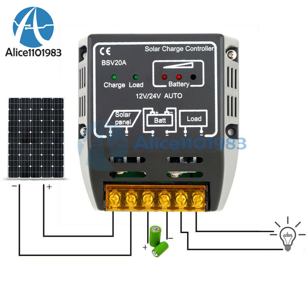 DC 12V/24V Auto 20A Solar Panel Charge Controller Battery Regulator Protection