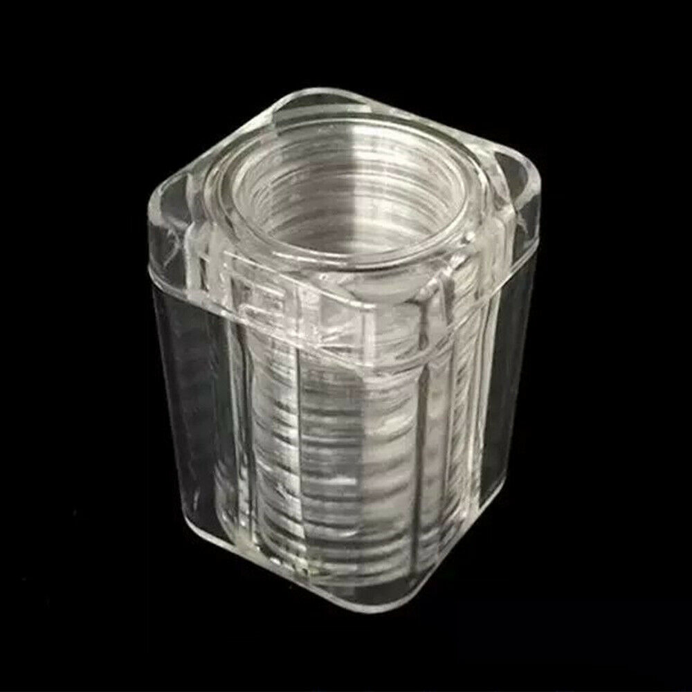 30mm Clear Round Plastic Coin Storage Box Can Hold 10 Capsules Container Cases