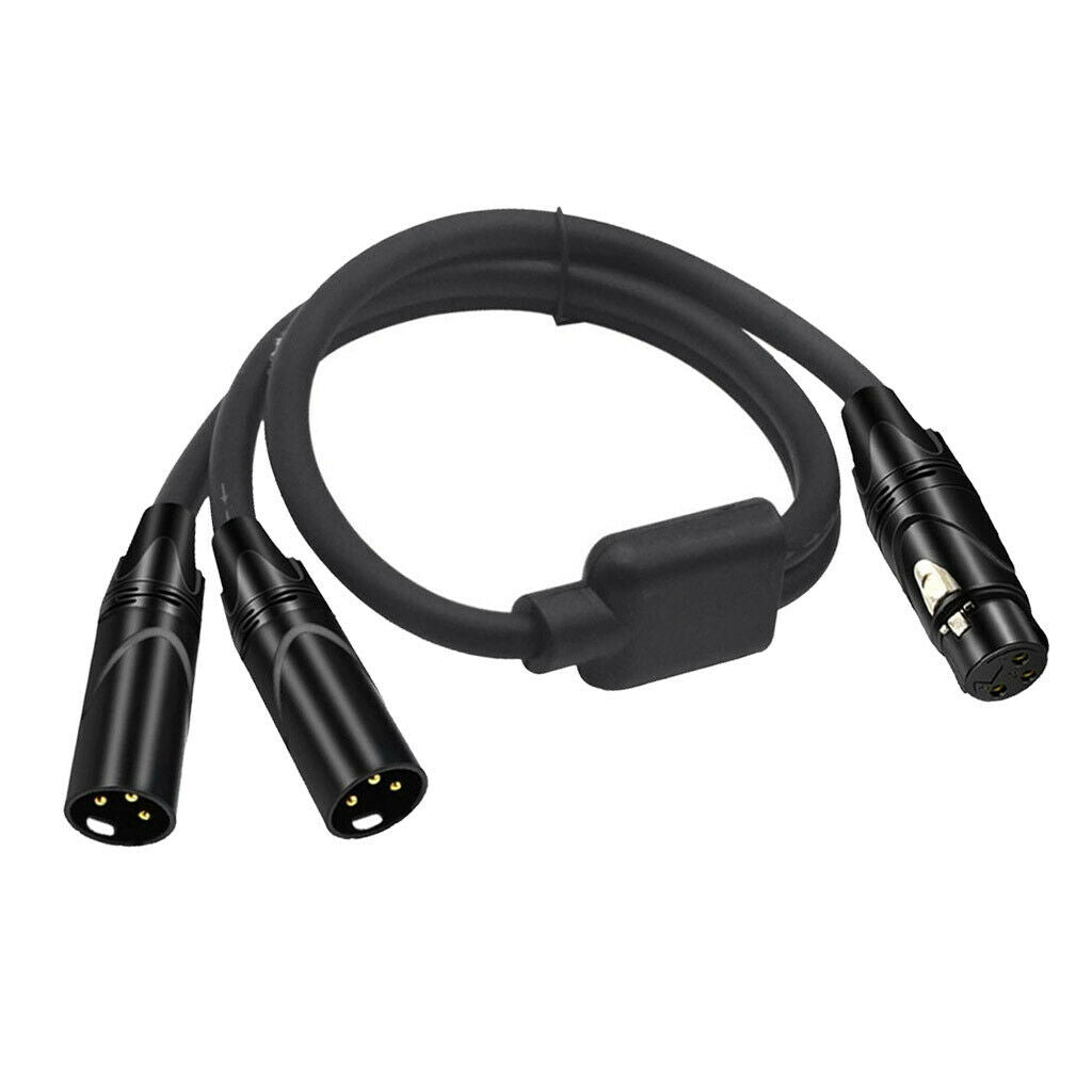 New 3Pin XLR Female Jack to Dual 2 Male Plug Y Splitter Cable Adaptor Cord