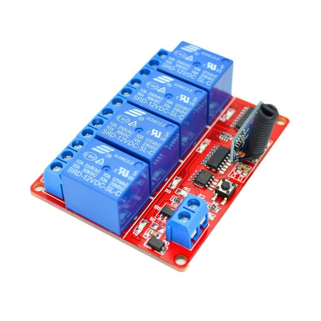 4 CH Relay Receiver 12V Transmitter Wireless Remote Control Switch 4-Key
