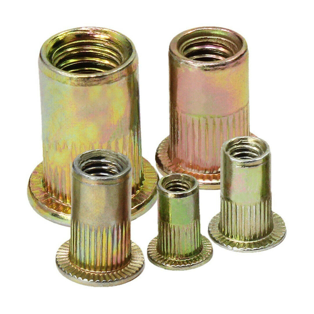 150pc Rivet Nuts Flange Rivnuts Zinc Plated Steel Nutsert M3 4 5 6 8 10
