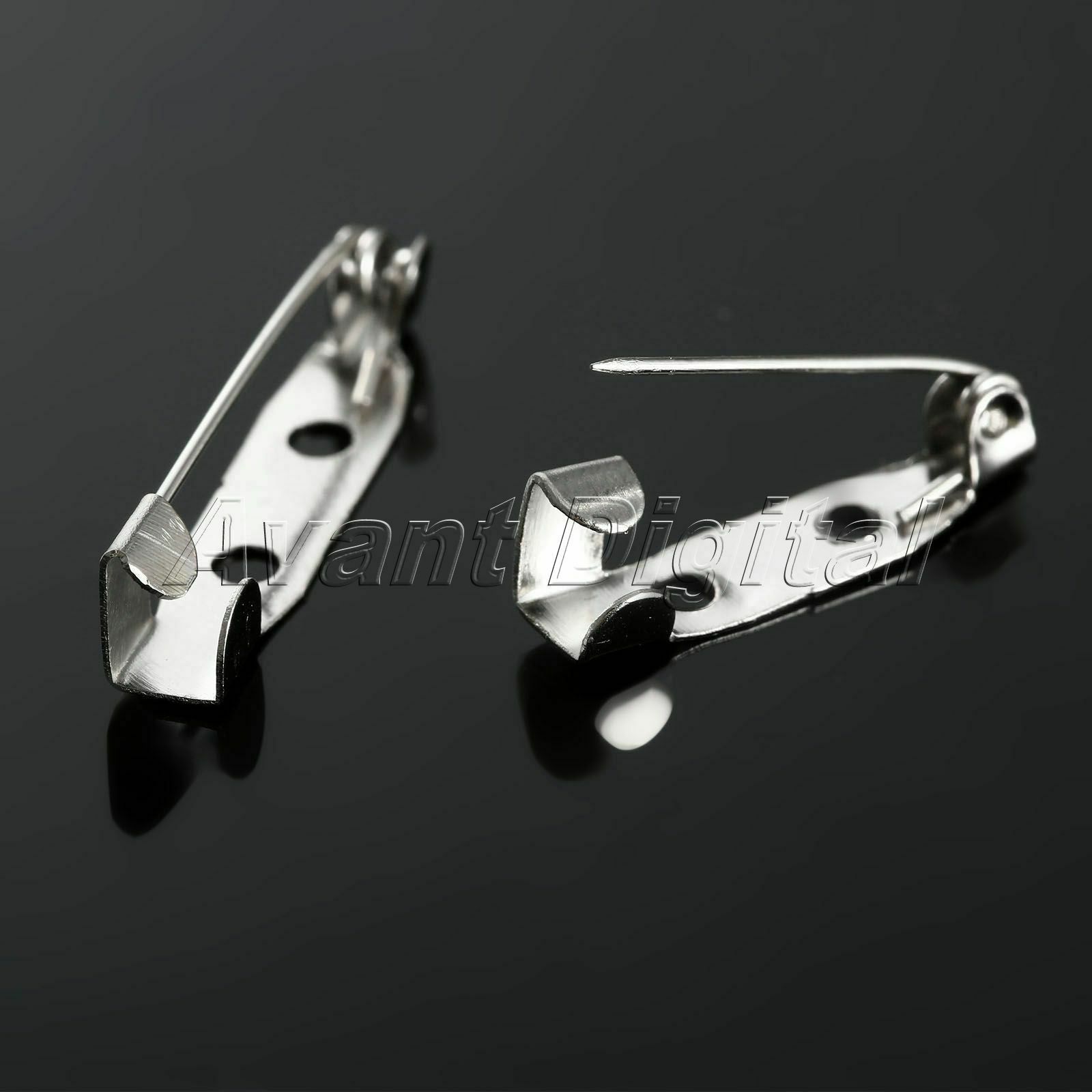 50pcs White K Tone Iron Metal Brooch Back Bar Safety Pins Badge Fasteners 20mm