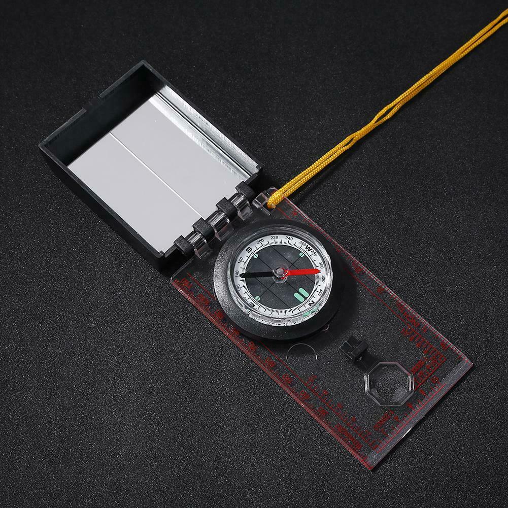 Portable Mapping Ruler Mirror Outdoor Survival Camping Hiking Compass Tool @