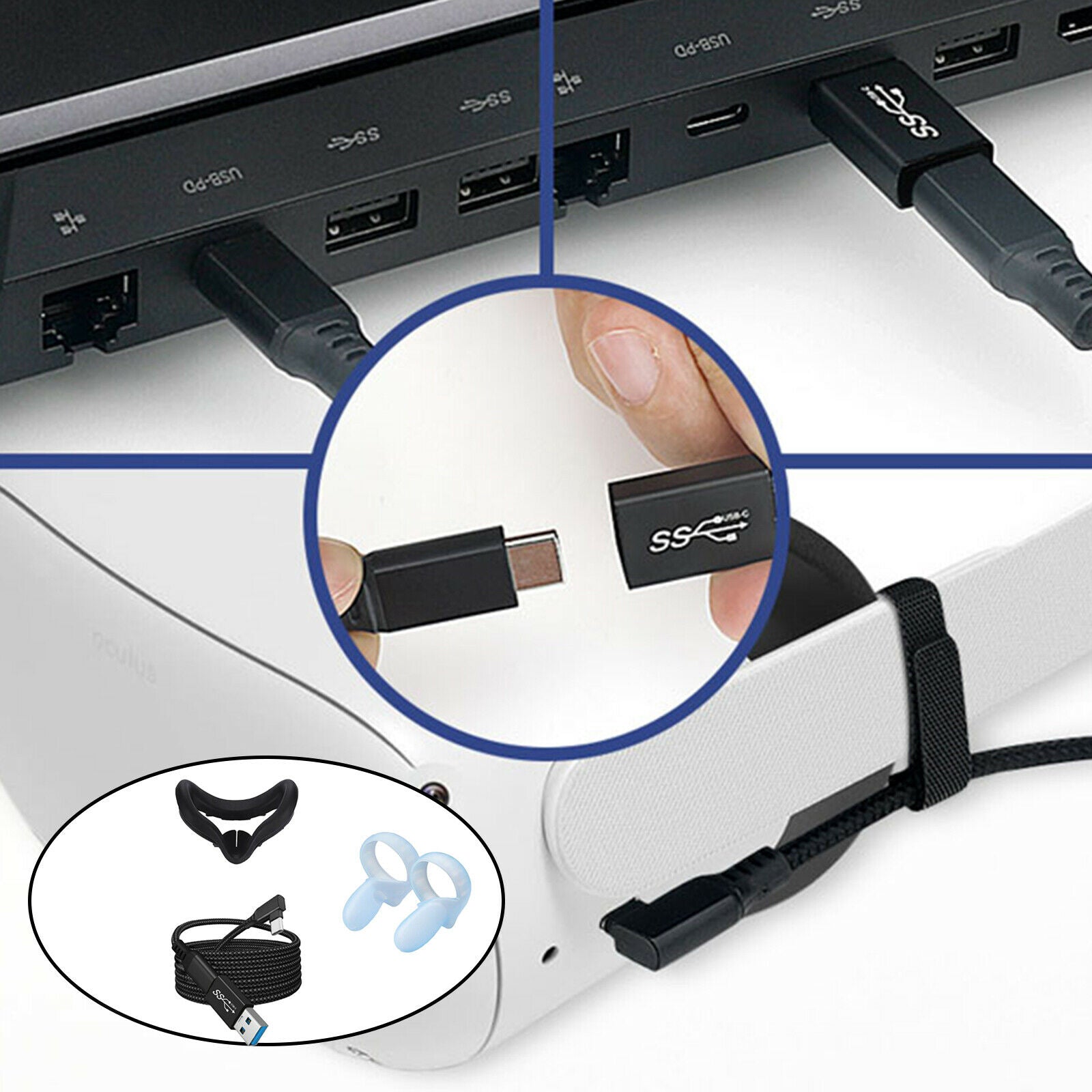 Handle Grip Cover & Eyes Cover Protector for Quest 2 Replacement Accessory