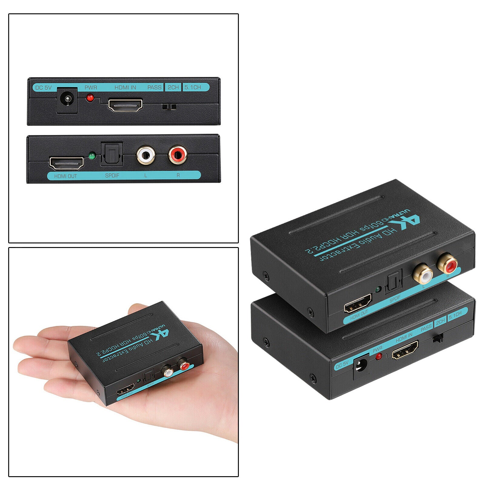 4K HDMI 2.0 Audio Extractor Splitter Converter 3 Audio Mode Wide Compatible