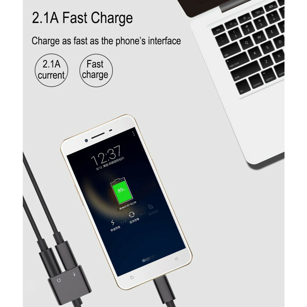 USB Type C Male to 3.5mm Female Audio Headphone   Charging Adapter