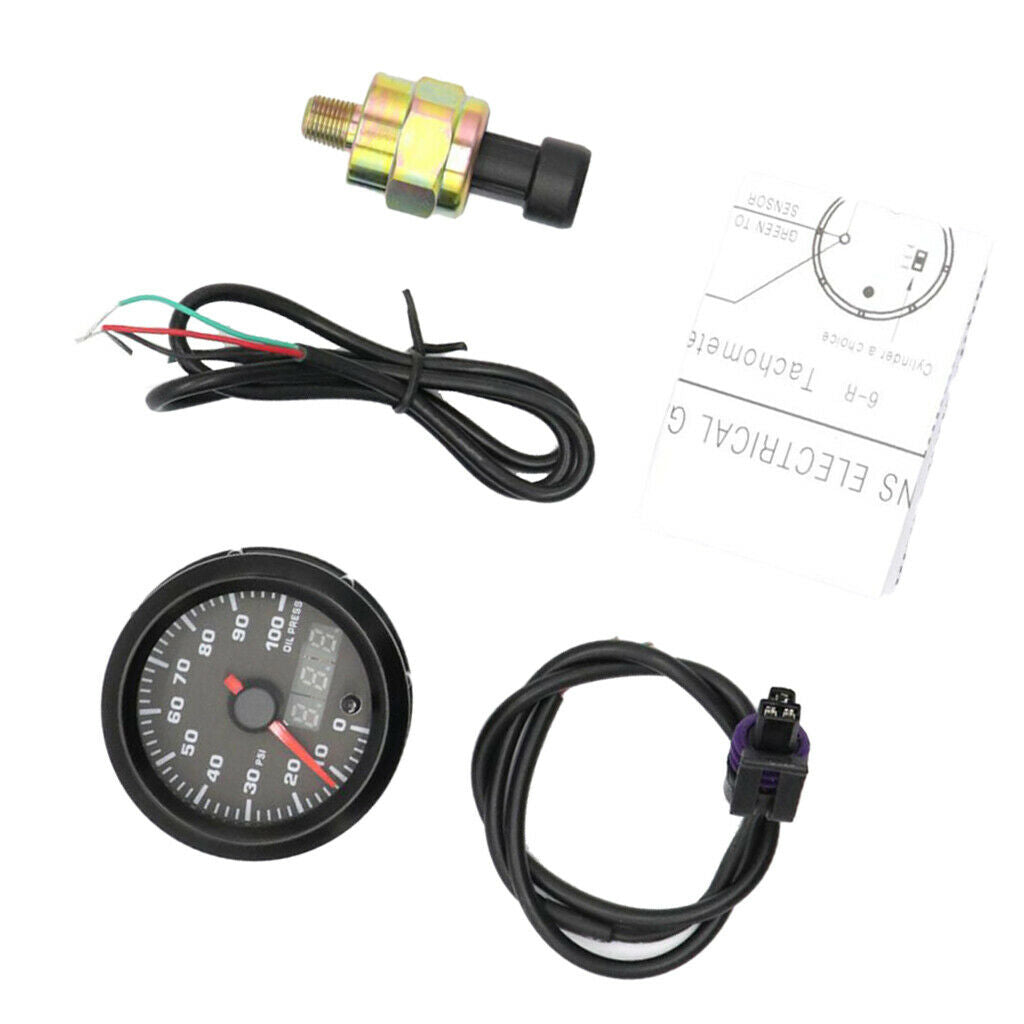 0 100 PSI Car Oil Pressure Display 7 Color LED Pointer Display