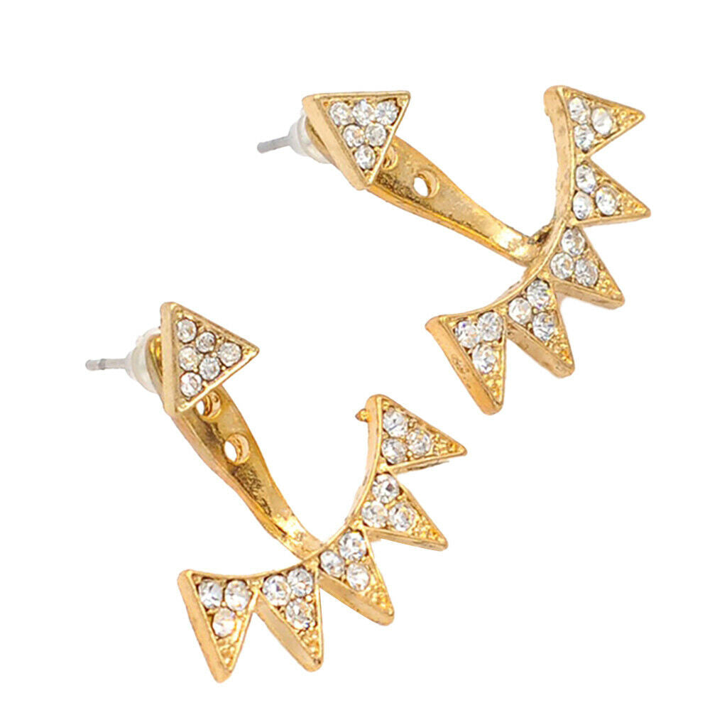 Elegant Stud Earrings Women Crystal Rhinestone Triangle Ear Drops Golden