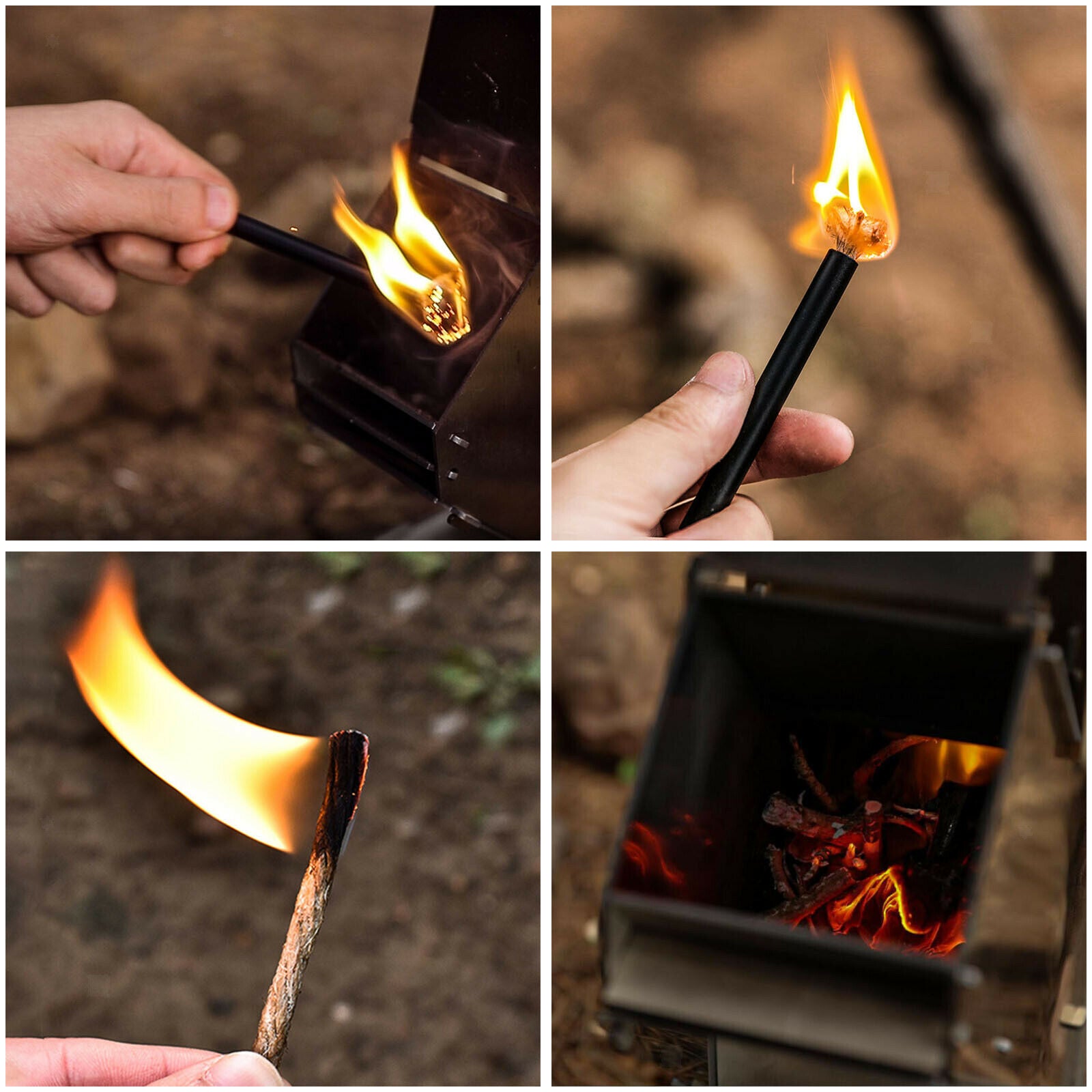 Tinder Wax Wick Cord Fire Starter Accessory with Aluminum Sleeve for Camping