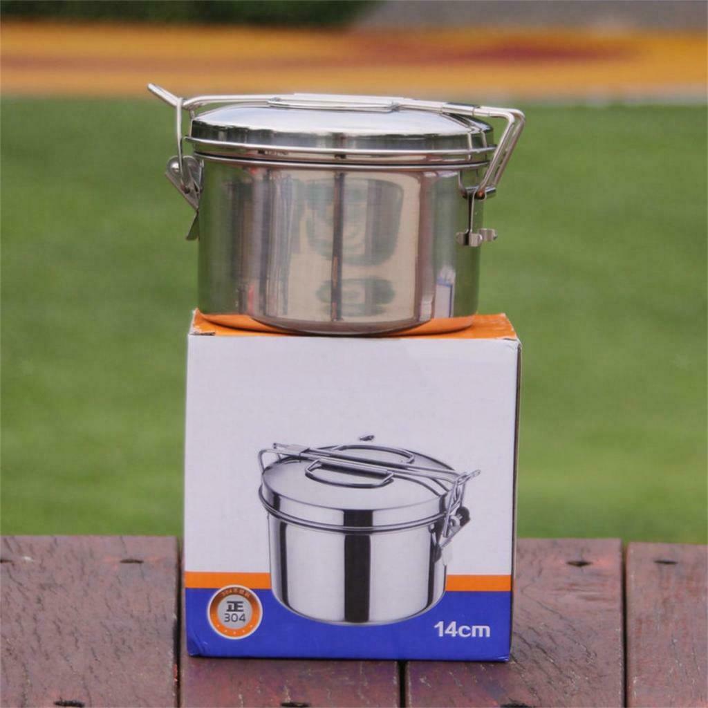 2-Layers Portable Tableware Stainless Steel Lunch Box Bento &Long Handle