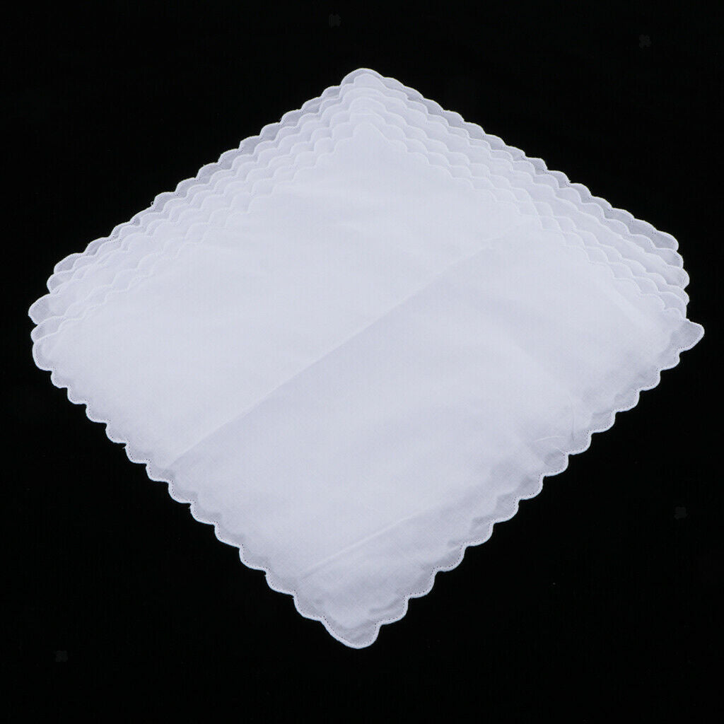 100% Cotton White Handkerchiefs Hanky Pocket Square for Men Women 28x29cm