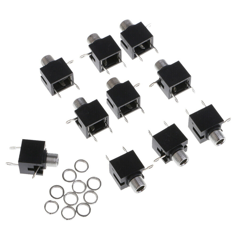 10Pcs MP3 Headphone 3 Terminals 3.5mm Mono   Socket PCB Panel Connector