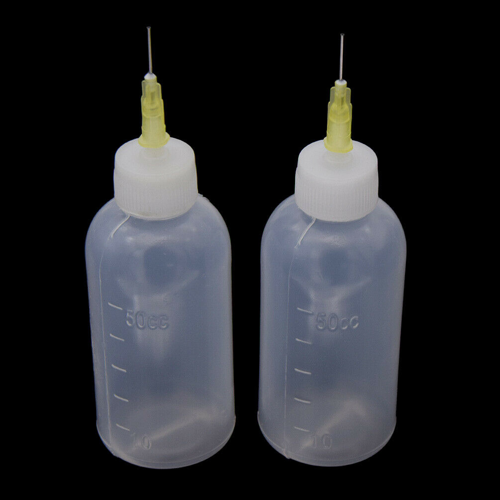 2Pcs 50ml Plastic Dispensing Bottle Squeezing with Needle Dispenser Soldering
