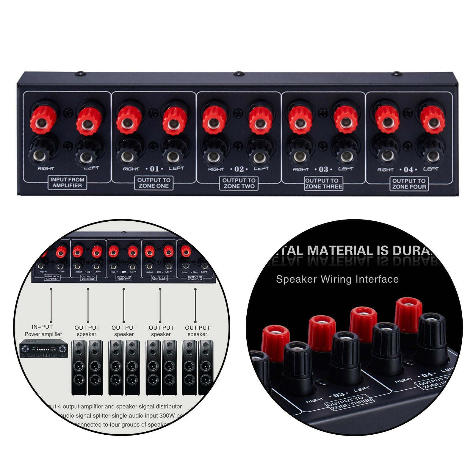 1 In 4 Out Amplifier Sound Source Signal Distribution Panel 300w Sturdy