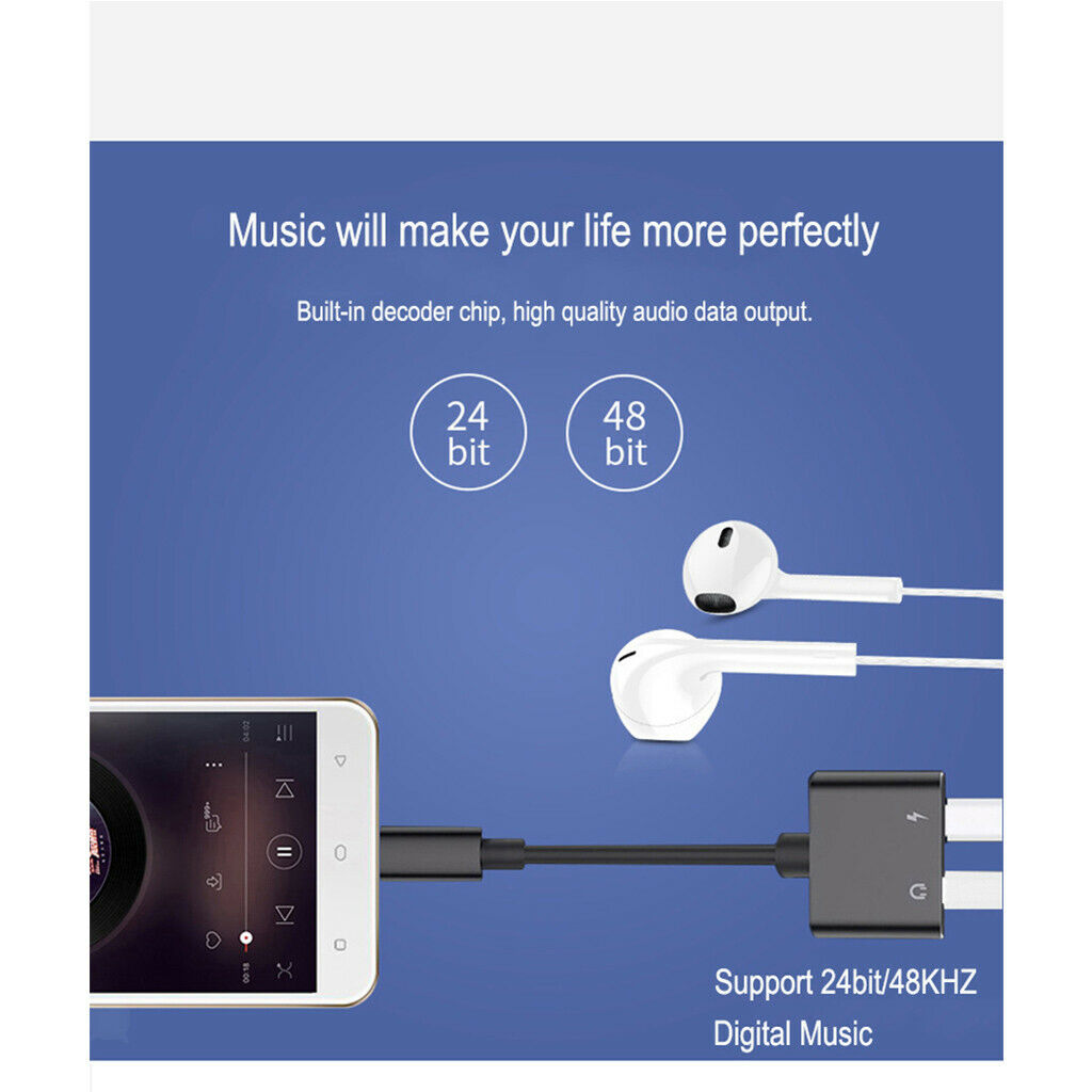 USB Type C Male to 3.5mm Female Audio Headphone   Charging Adapter