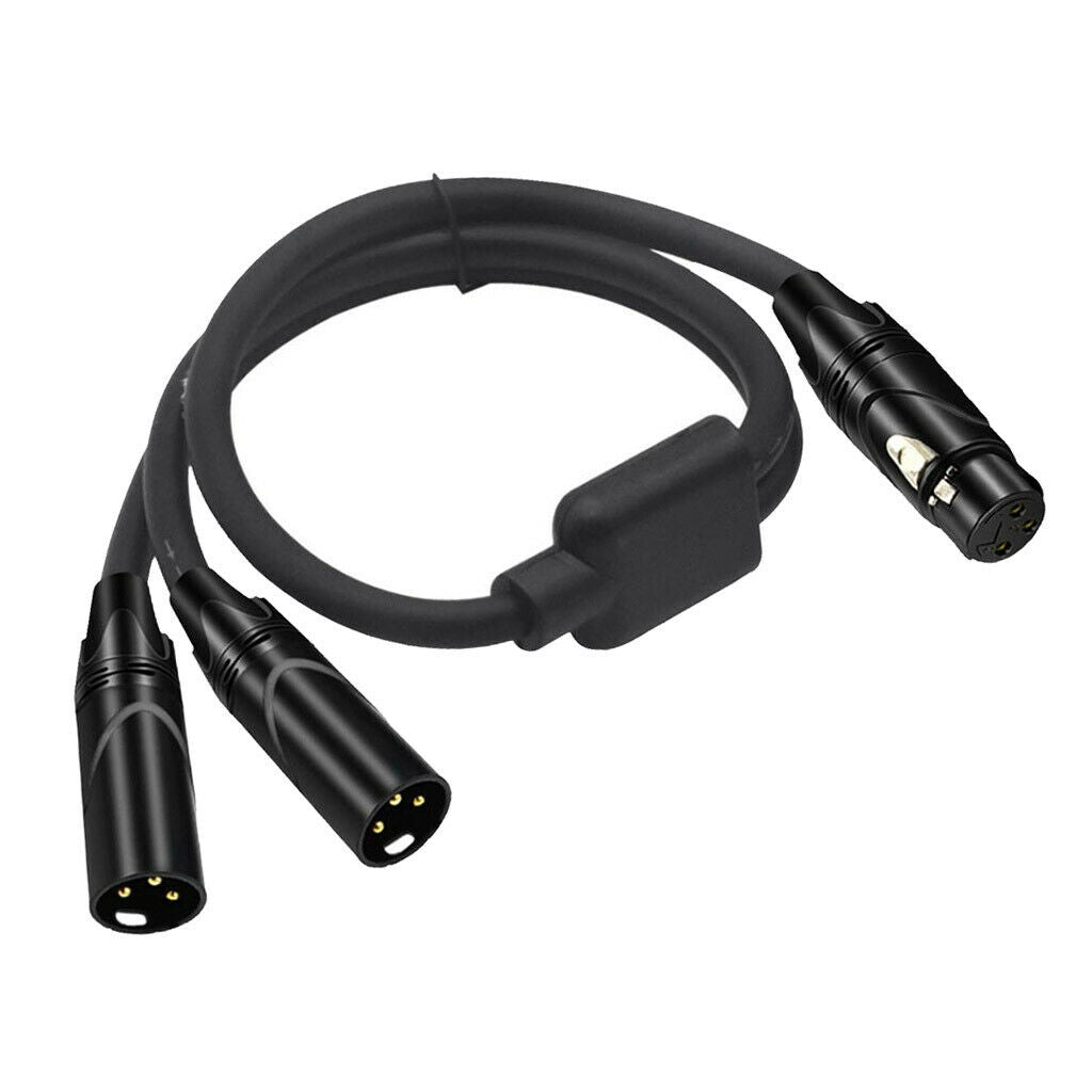 New 3Pin XLR Female Jack to Dual 2 Male Plug Y Splitter Cable Adaptor Cord