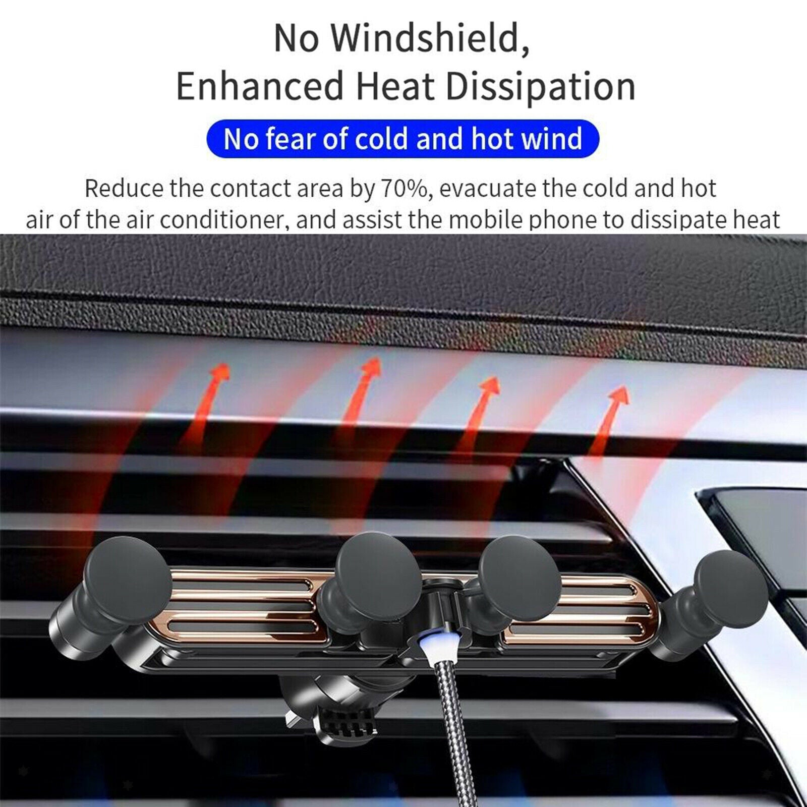 -Touch Cell Phone Holder for Car Air Vent Clip 4-Point Auto-Clamping