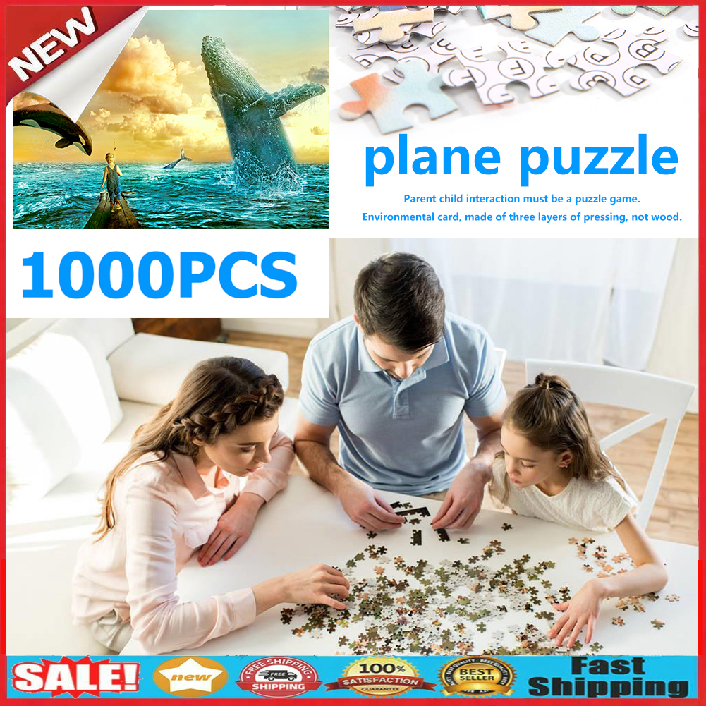 1000 Pieces Fun Cartoon Sea and Boy Paper Puzzles DIY Assembly Jigsaw Toys @
