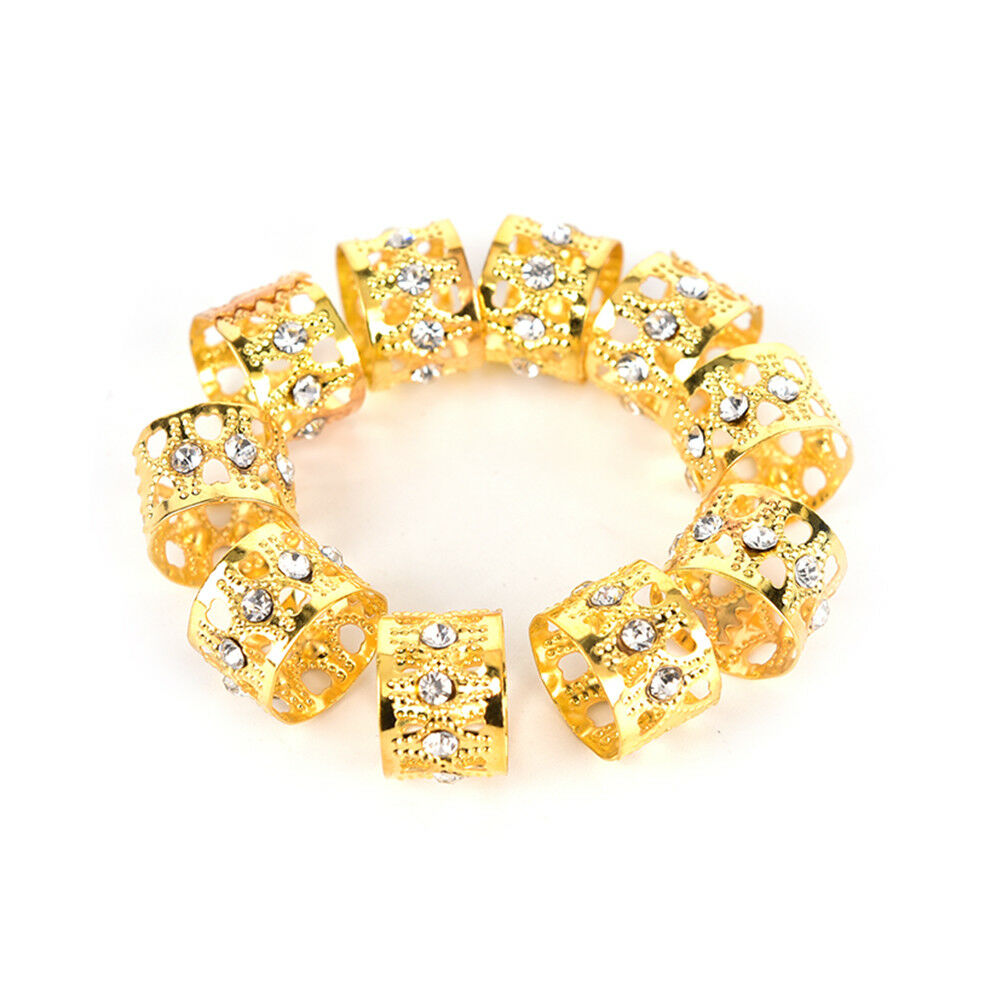 10Pcs Braiding Hair Rings Dreadlock Marley Braids Beads Clips Cuffs Rhines.l8