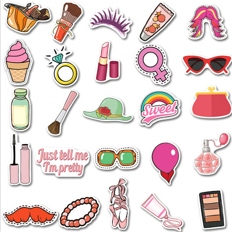 50Pcs Girls Beauty Cosmetics Skateboard Stickers Laptop Luggage Phone Dec XjSJC
