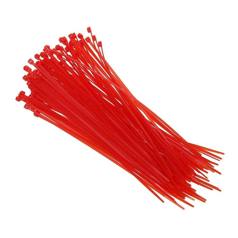 100 x 3 mm x 200 mm Red patch clamp stop cable wire tie Z2E4E4