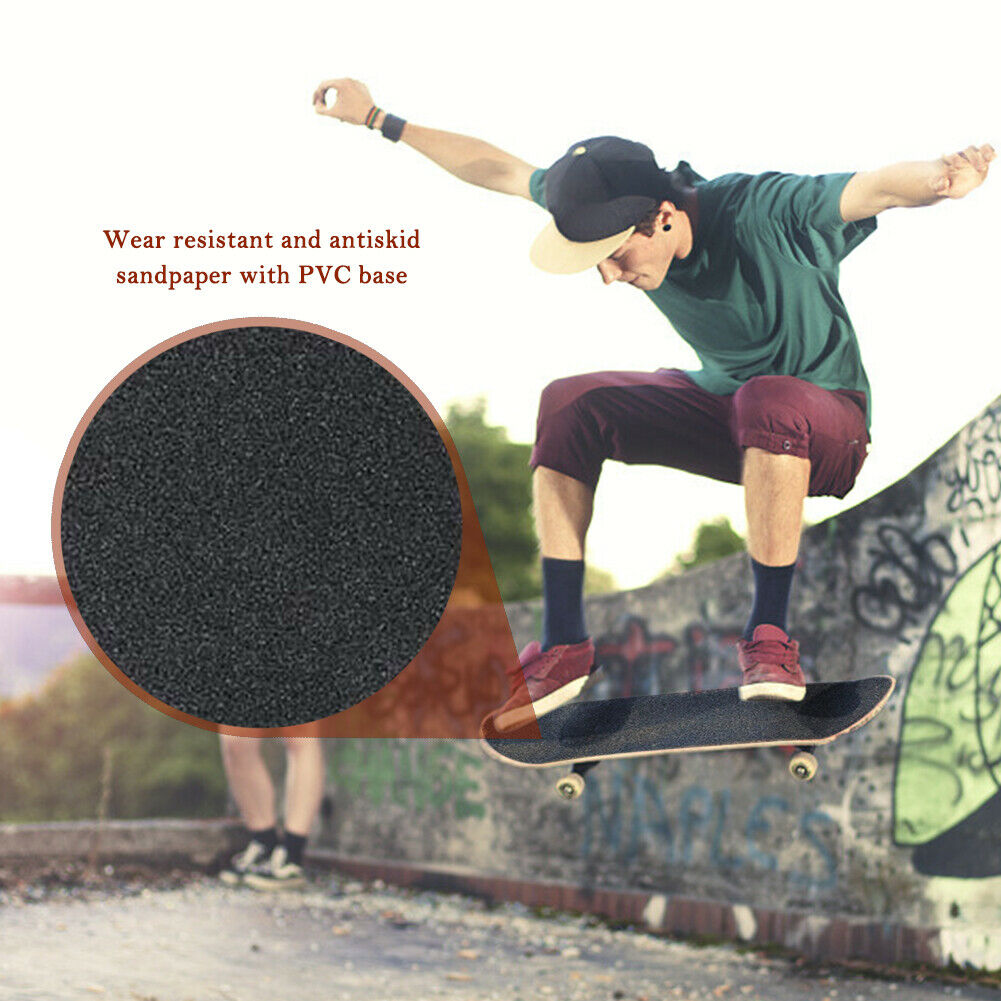 Skateboard Grip Tape Sandpaper Non-Slip Skate Board Deck Grip Tape Durable Bla @