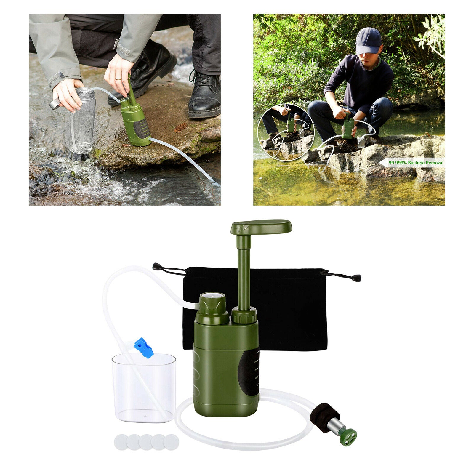 Portable Outdoor Survival Water Filter Purifier Filtration Emergency Hiking