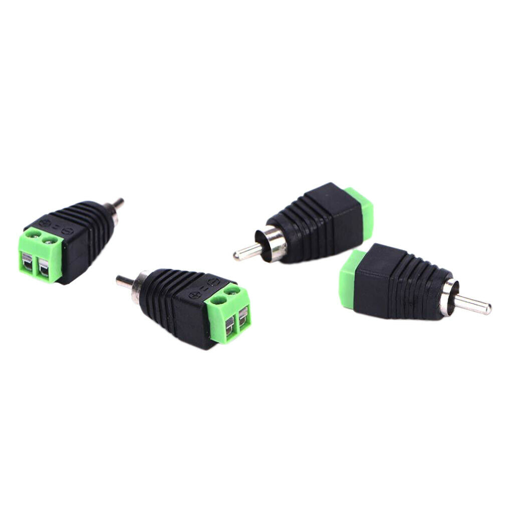 4-Pack Phono RCA Male Plug to AV Screw Terminal Audio/Video Connector Adapter