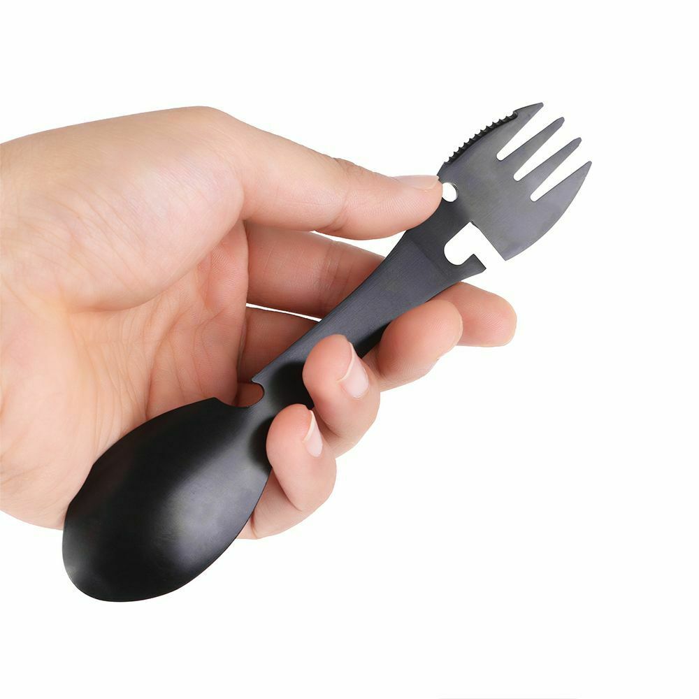 Steel Bottle Opener Can Opener Outdoor Tool Fork Spoon Camping Survival EDC Kit