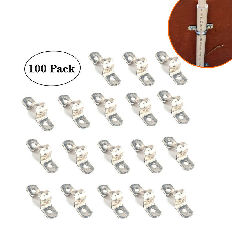 100PCS M25 304 Stainless Steel Supporter U Shaped Clamp Clip Tube Pipe Strap Fix
