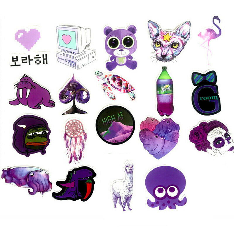 61Pcs Purple Style Fruits & Flowers DIY Decorative Stickers Notebook Decoration