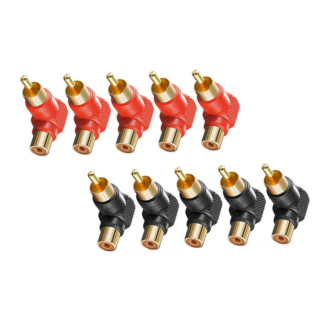 10pcs Right Angle RCA Adaptor Male To Female Plug Connector Audio Adapters
