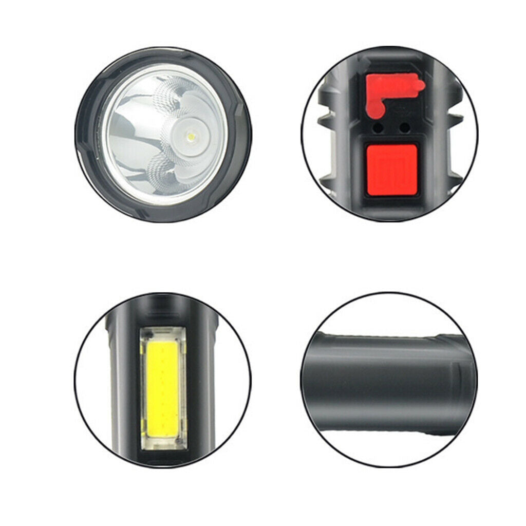 Outdoor LED Torch USB Rechargeable Flashlight Camping Lamp with Side Light