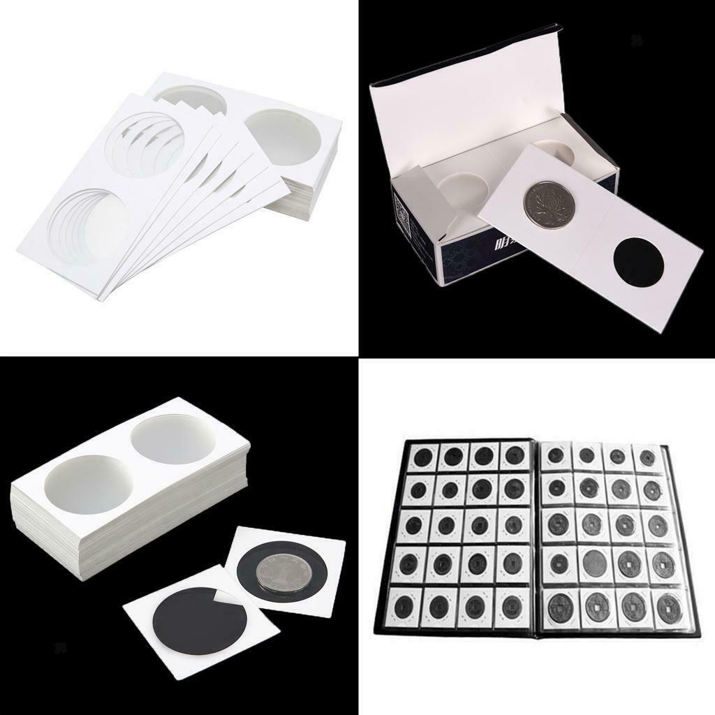 100-pieces Cardboard Coin Flips 25mm Coin Collecting Holder Card for Starter