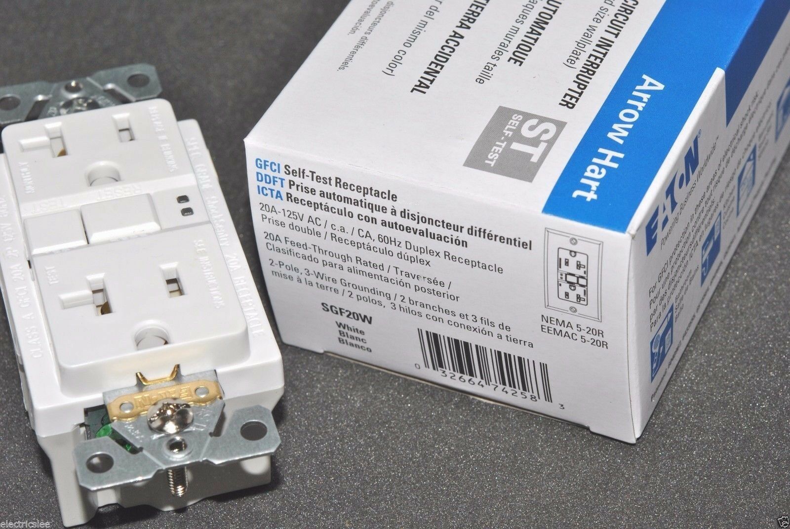 1pcs - COOPER SGF20W Self-Test GFCI Duplex Receptacle 20A-125V NEMA5-20