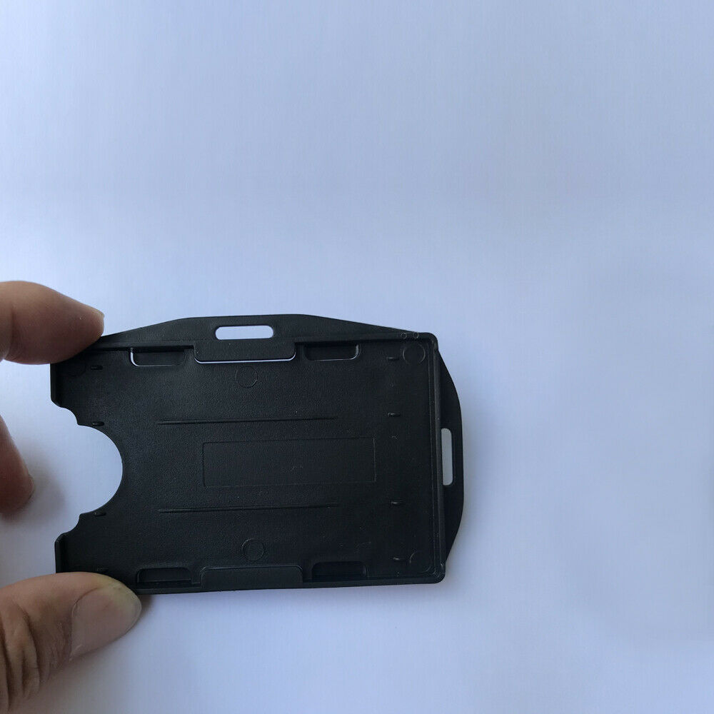 2 Pack Card ID Holder with Retractable Badge Reel Carabiner & Belt Clips Black