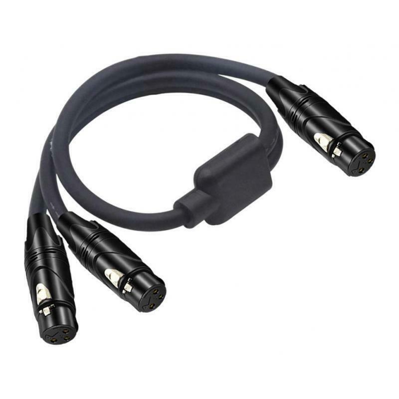 3Pin XLR Female To Dual 2 Female Plug Y Splitter Adaptor Audio Guitar Cable