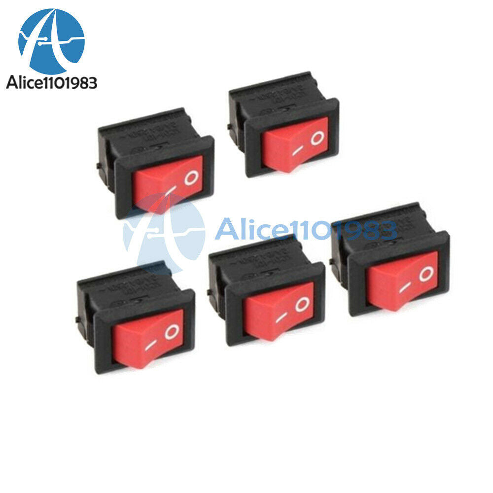 5PCS Red Rocker Switch 2 Pin KCD1-101 250V 6A Boatlike Switch  KCD1