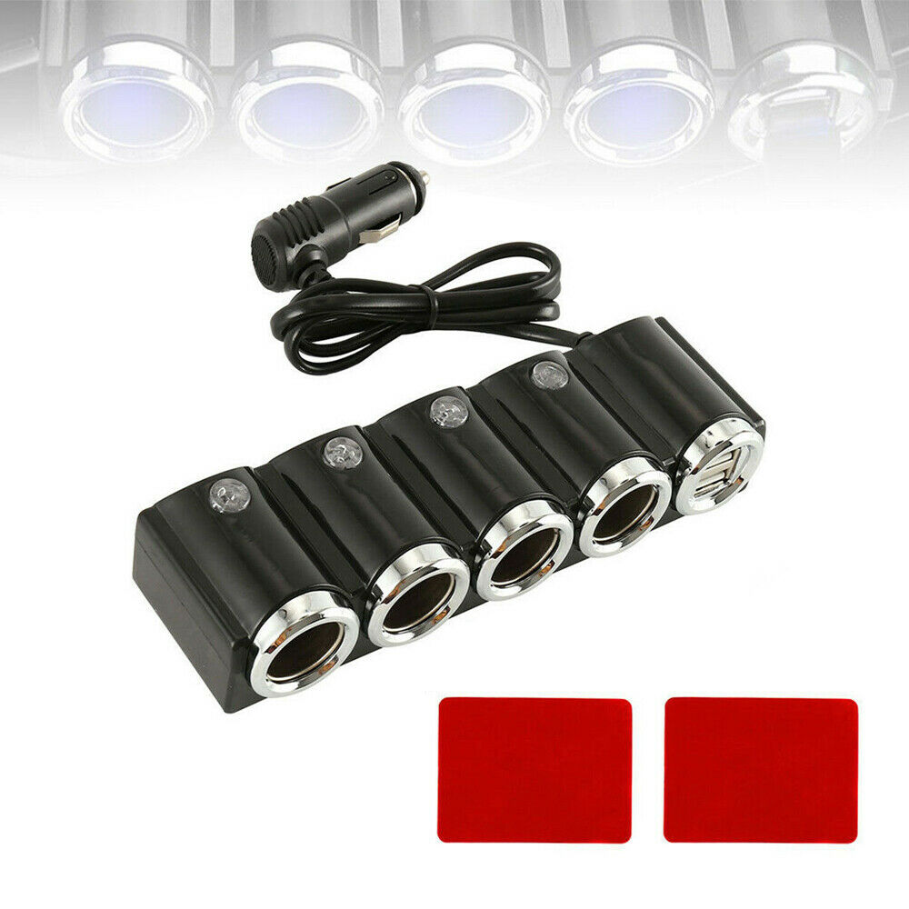 4 Way Auto Car Lighter Multi Socket Splitter Charger DC 12V 2 USB Port