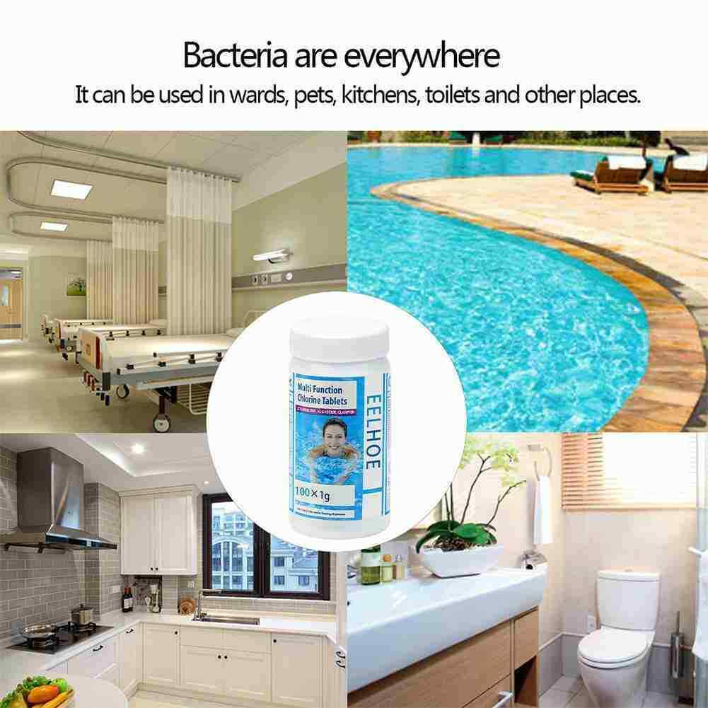 100 Tablets Swimming Pool Cleaning Tablet Chlorine Chemical Hot NEW
