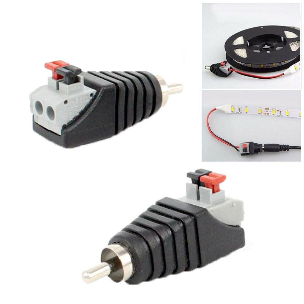 1xSpeaker RCA Connector Wire A/V Cable to Audio Male RCA Adapter Jack Press Plug