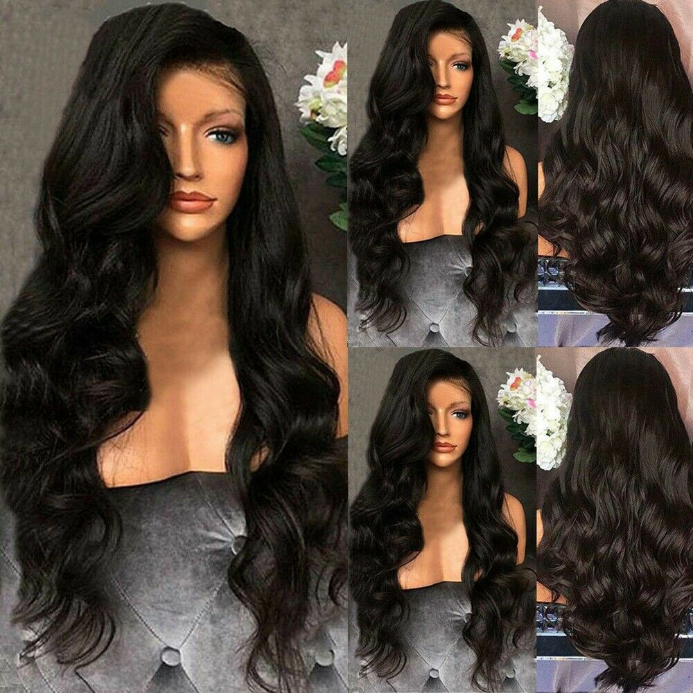 100% Remy Brazilian Human Hair Lace Front Wig Full Lace Wavy Wig Real Thick New.