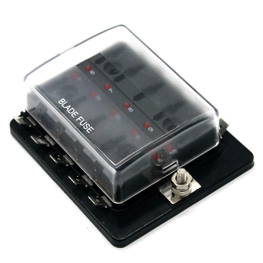 Car Truck Boat Motorcycle 10 Way Circuit Blade Fuse Box Holder Block
